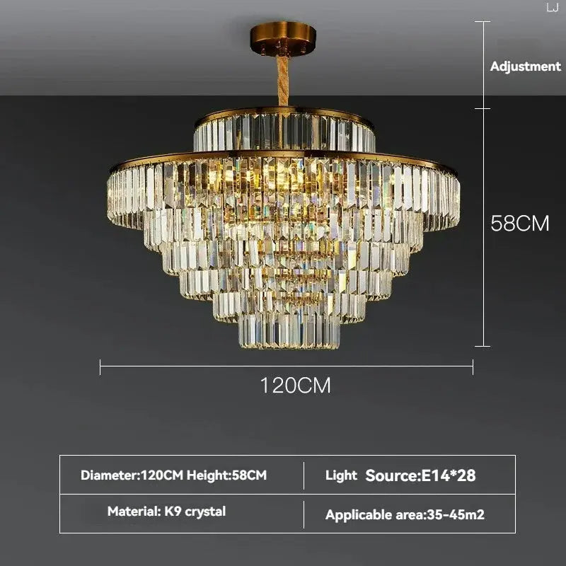 Modern Crystal Chandelier Villa Bedroom Round Lamp — alternate product view 10