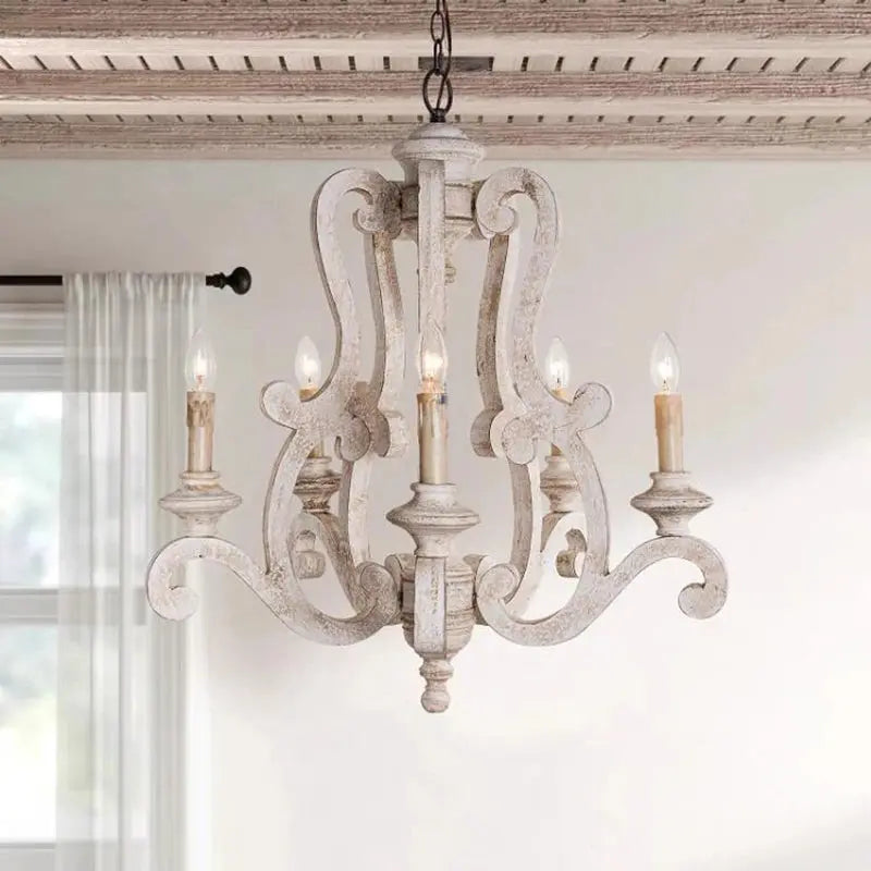 Antique Farmhouse Wooden Chandelier — alternate product view 3