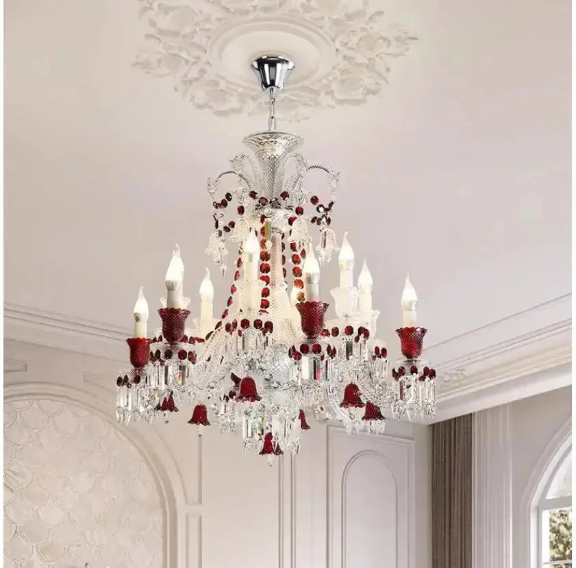 Modern Crystal Clear Red Color Chandelier — alternate product view 7