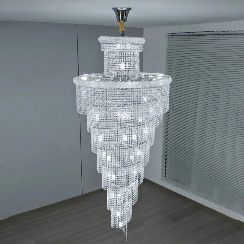 Luxury Gold Crystal Staircase Chandelier for High Ceilings — alternate product view 6