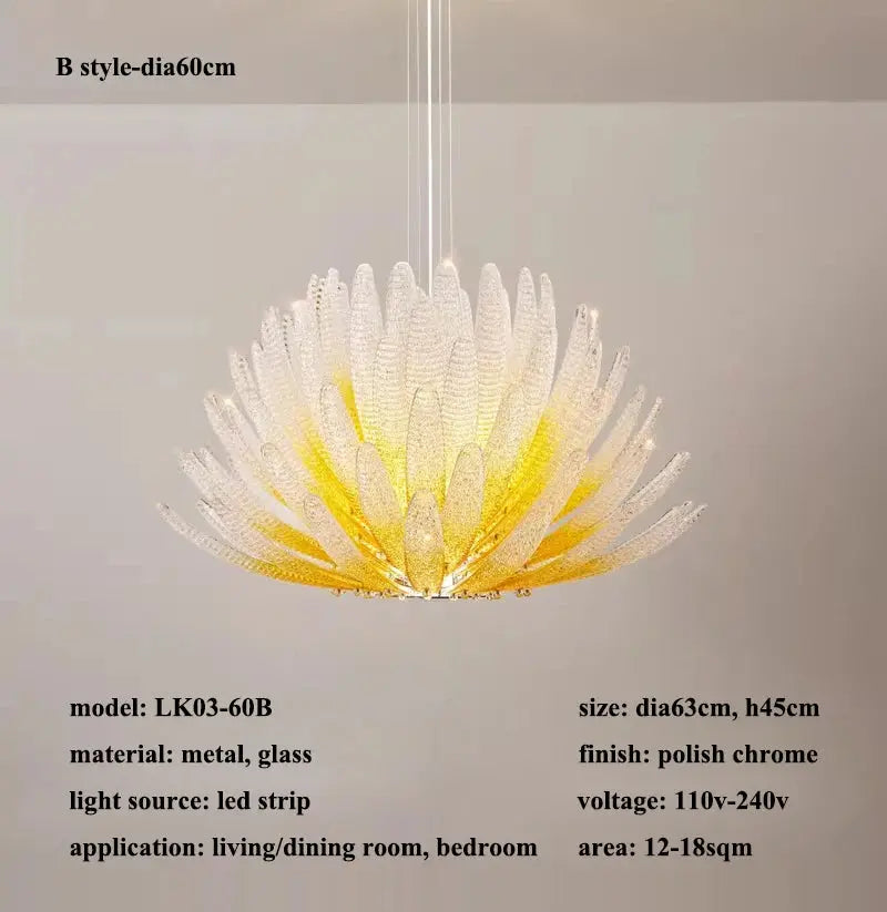 Modern Luxury Feather Glass Luxury Pendant Chandelier — alternate product view 7
