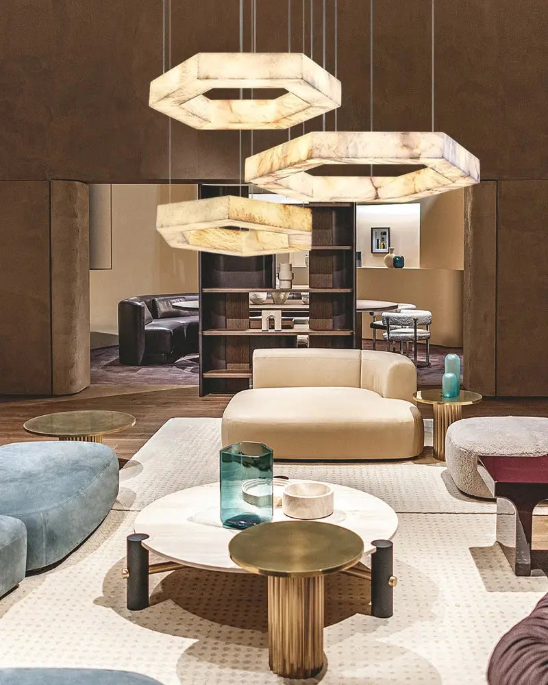 Hexagonal Alabaster Round Chandelier — alternate product view 3