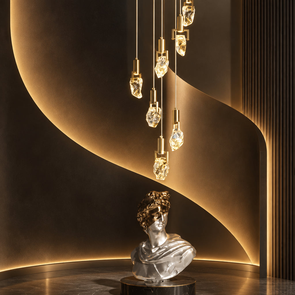 Crystal Staircase Chandelier with Irregular Drops — product view