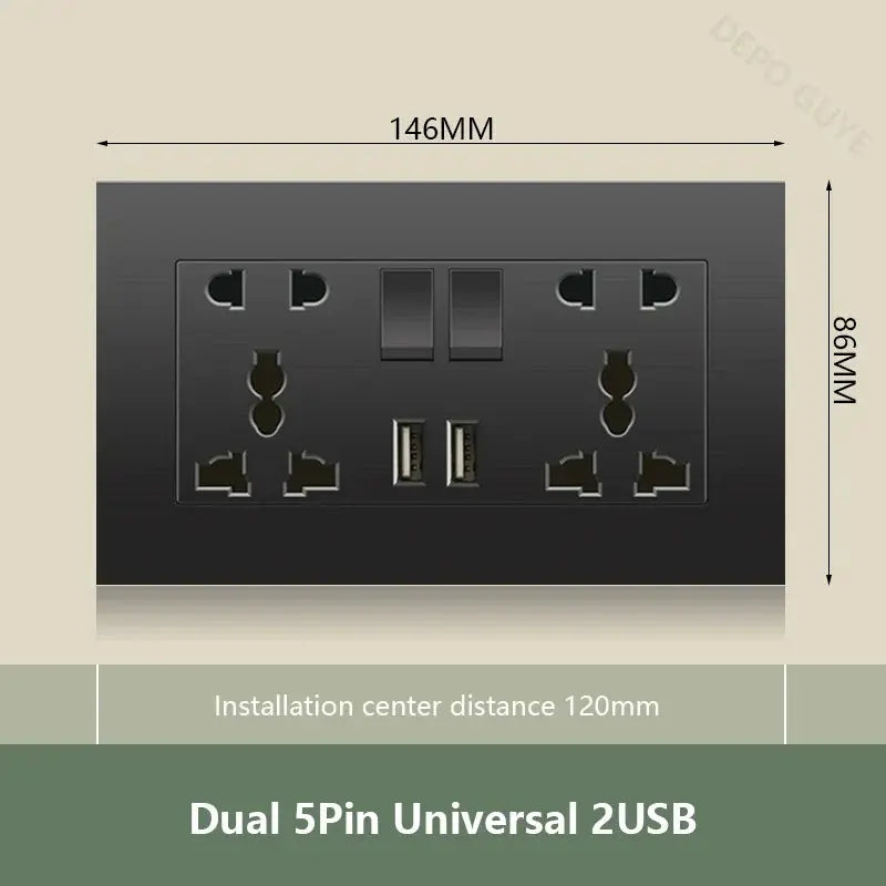 UK Wall Electrical Outlet with USB Charger — alternate product view 12