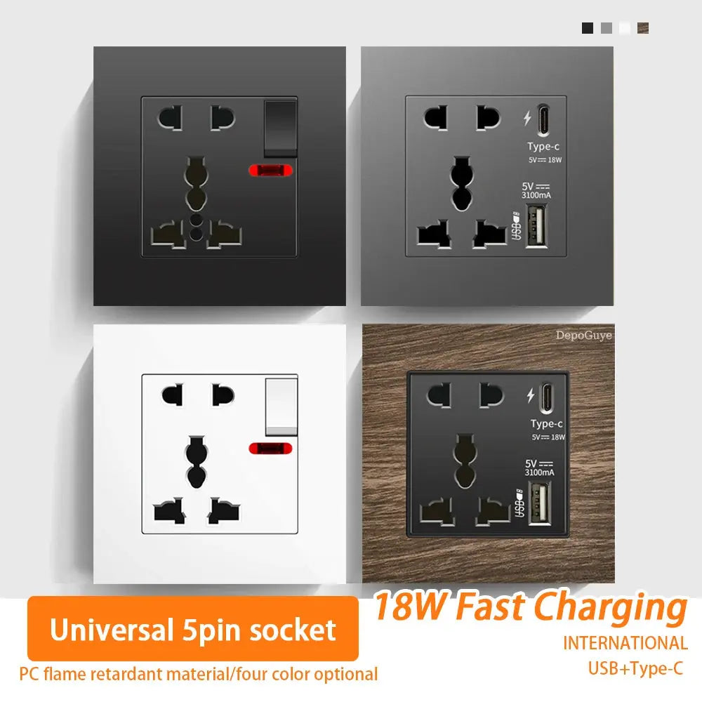 UK Wall Electrical Outlet with USB Charger — alternate product view 4