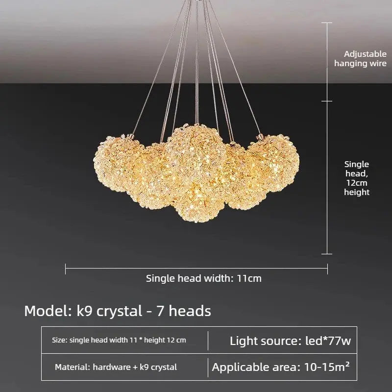 Modern Crystal Chandelier | Gold Cluster Ceiling Light — alternate product view 6