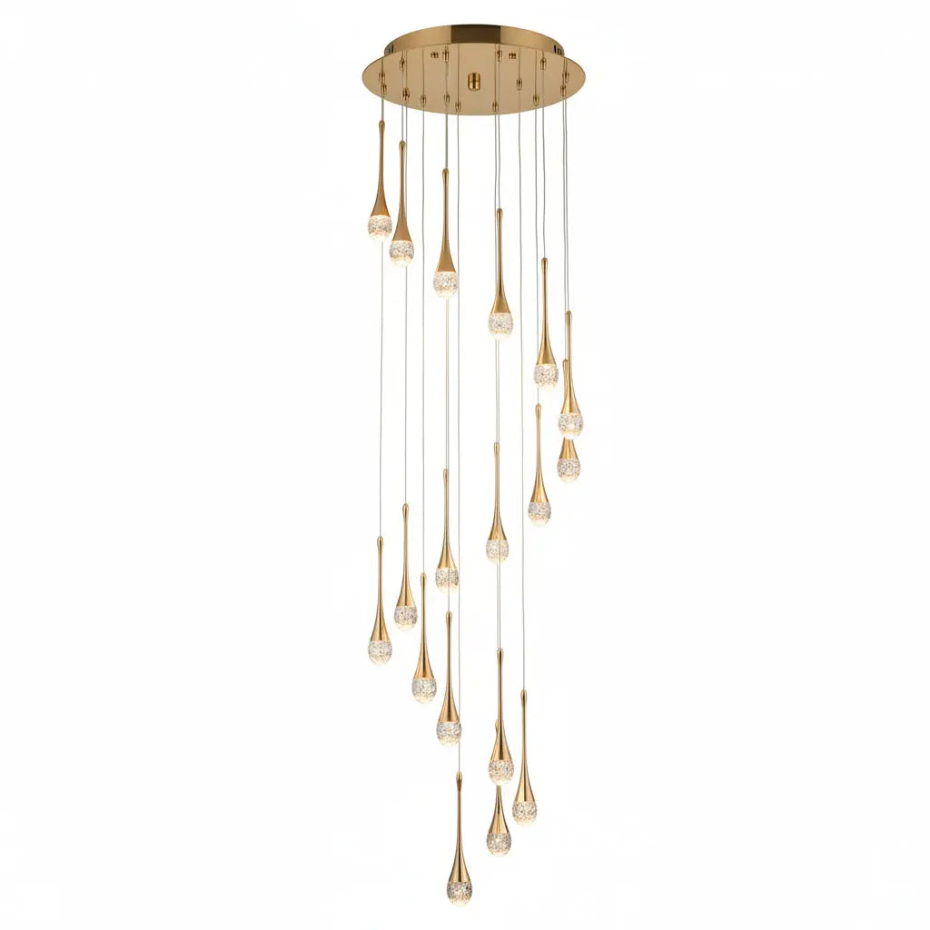 Luxury Crystal Staircase Chandelier | Modern Long Hanging LED Foyer Light — alternate product view 1
