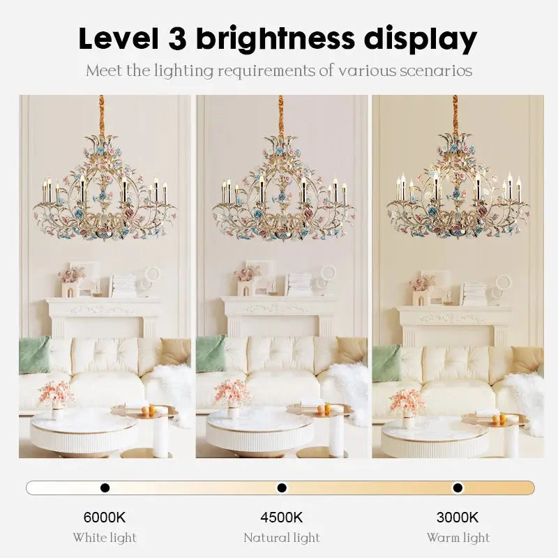 Coloured Floral Design Decorative Chandelier — alternate product view 3