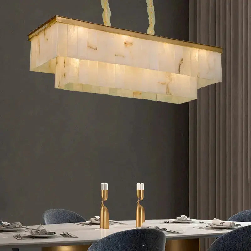 New Square Natural Marble Chandeliers — alternate product view 2