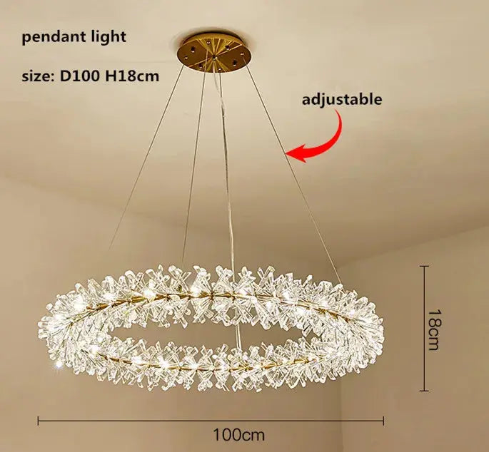 Modern Crystal Flower Pendant Chandelier — alternate product view 8