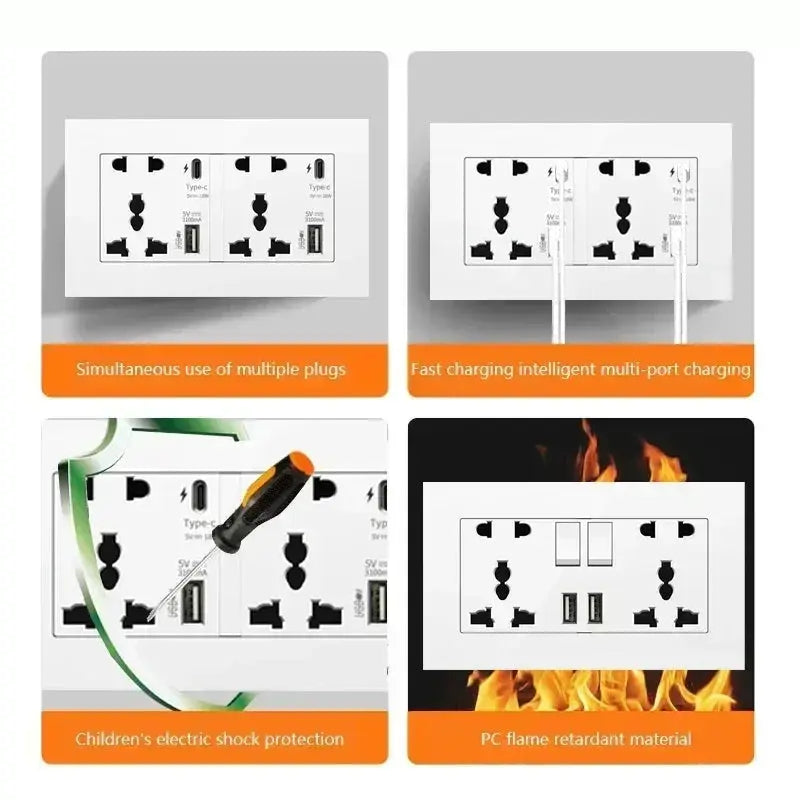 UK Wall Electrical Outlet with USB Charger — alternate product view 5