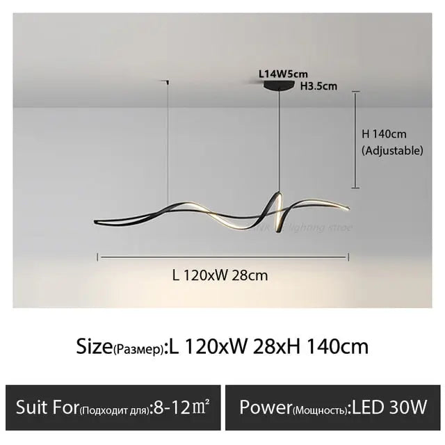 Ribbon Shape Design LED Chandelier — alternate product view 7