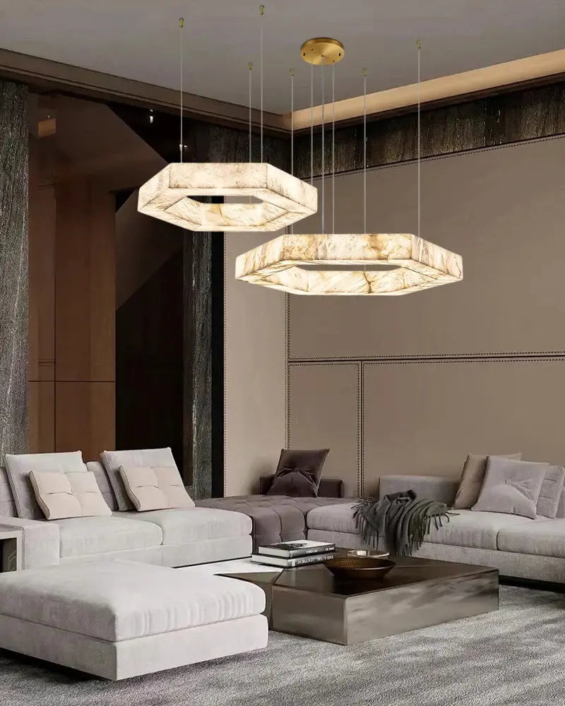 Hexagonal Alabaster Round Chandelier — alternate product view 2