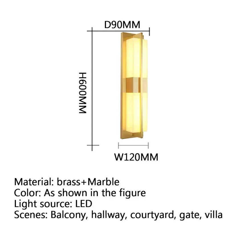 Contemporary LED Brass Marble Outdoor Wall Lamps — alternate product view 5