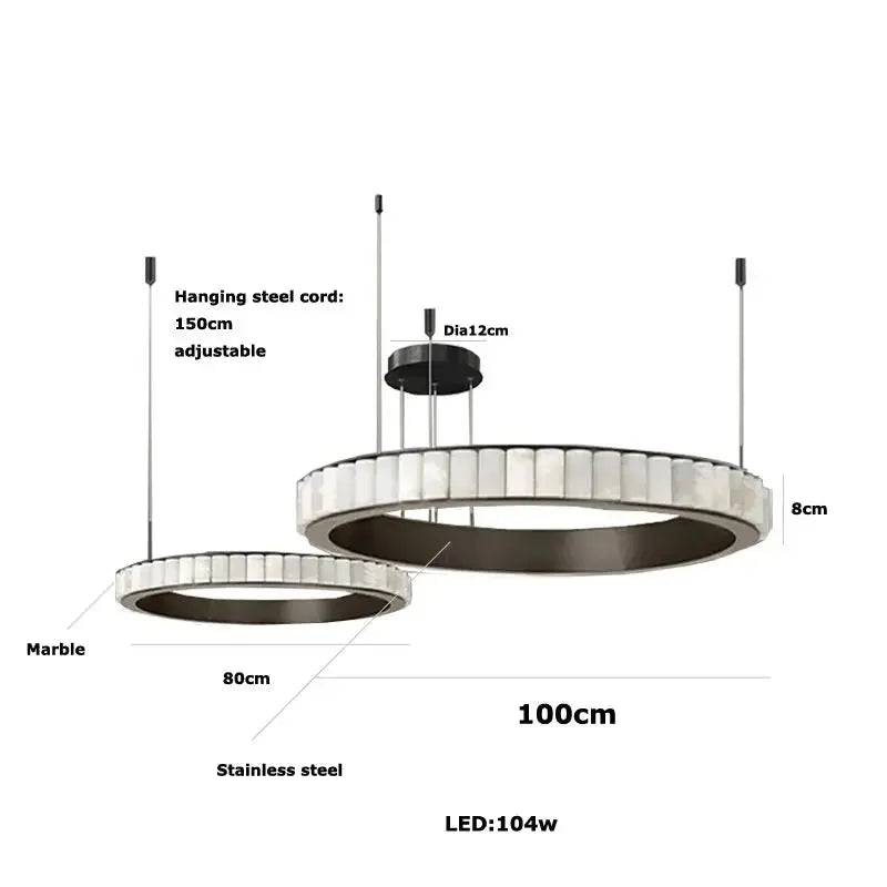 Modern Minimalist Designer Alabaster Chandelier — alternate product view 16