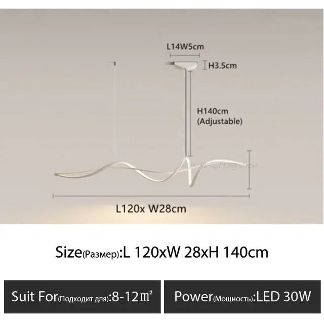 Ribbon Shape Design LED Chandelier — alternate product view 9