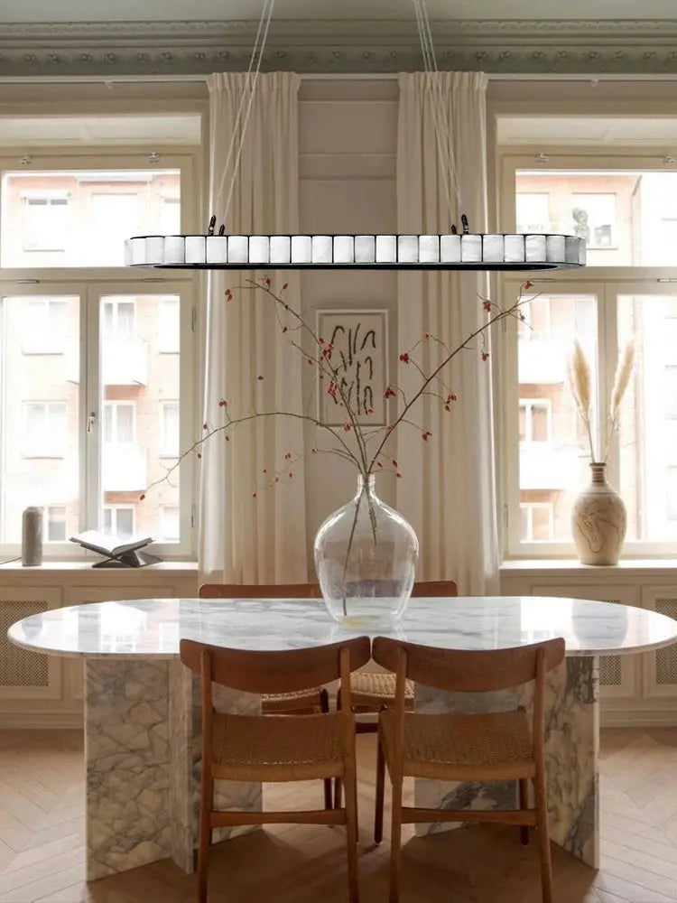 Modern Minimalist Designer Alabaster Chandelier — alternate product view 5