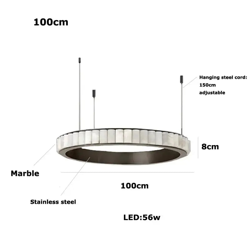 Modern Minimalist Designer Alabaster Chandelier — alternate product view 8