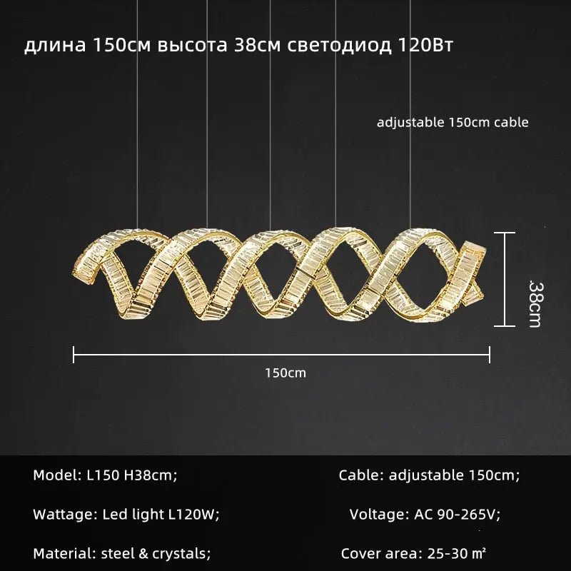 Luxury Led Wave Crystal Chandelier — alternate product view 10
