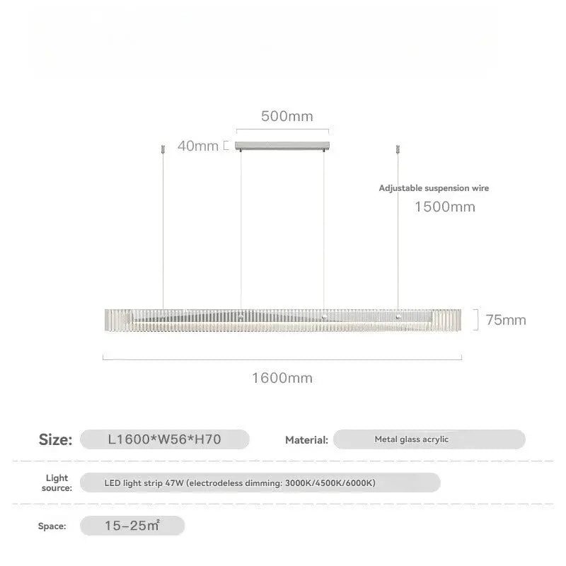 Minimalist Black Linear Chandelier Above Dining Table — alternate product view 21