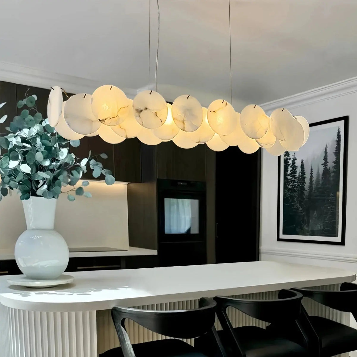 Modern White Marble Alabaster Round Lamp — alternate product view 2