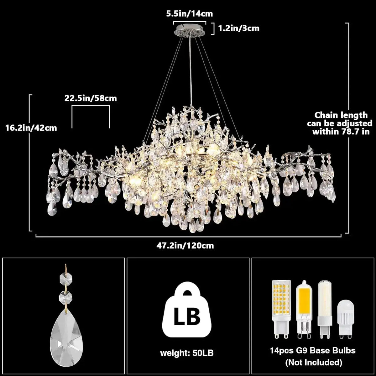 Modern Raindrop Chandelier Hanging Living Room — alternate product view 8