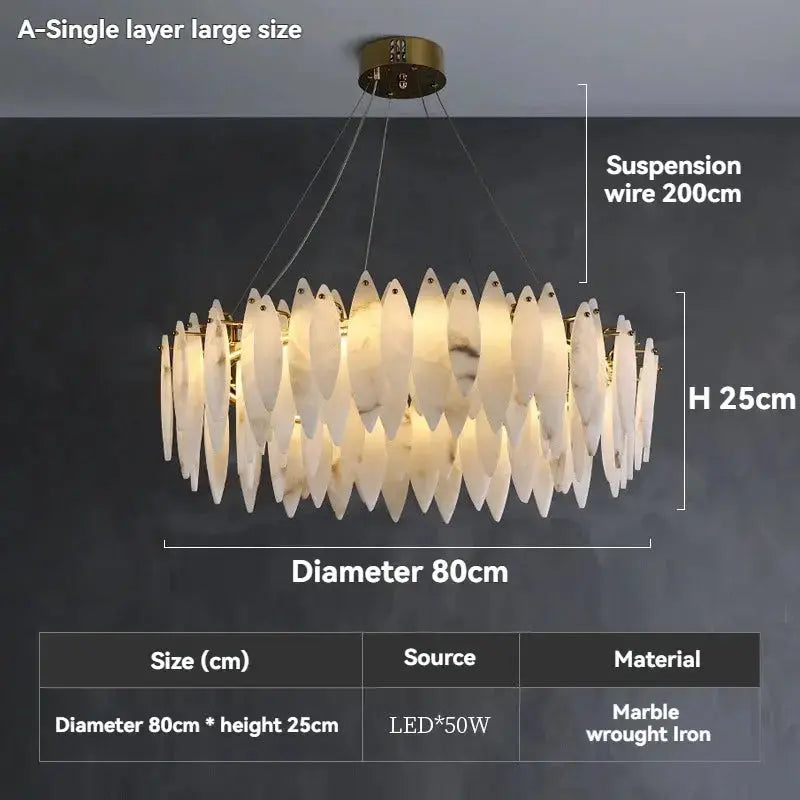 Villa Loft Bedroom Designer Marble Chandeliers — alternate product view 6