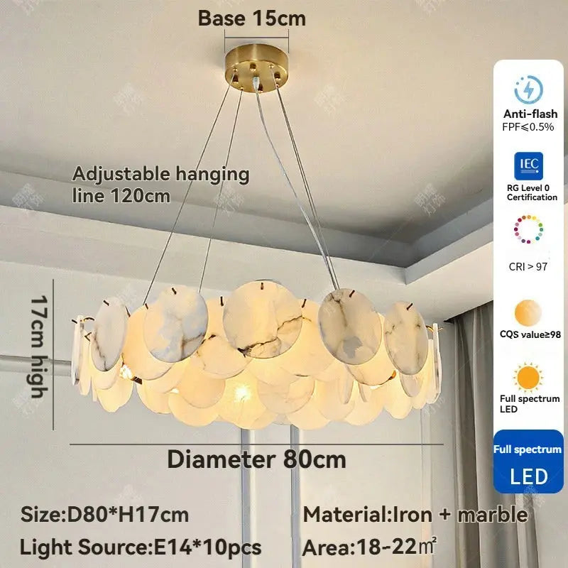 Modern White Marble Alabaster Round Lamp — alternate product view 8