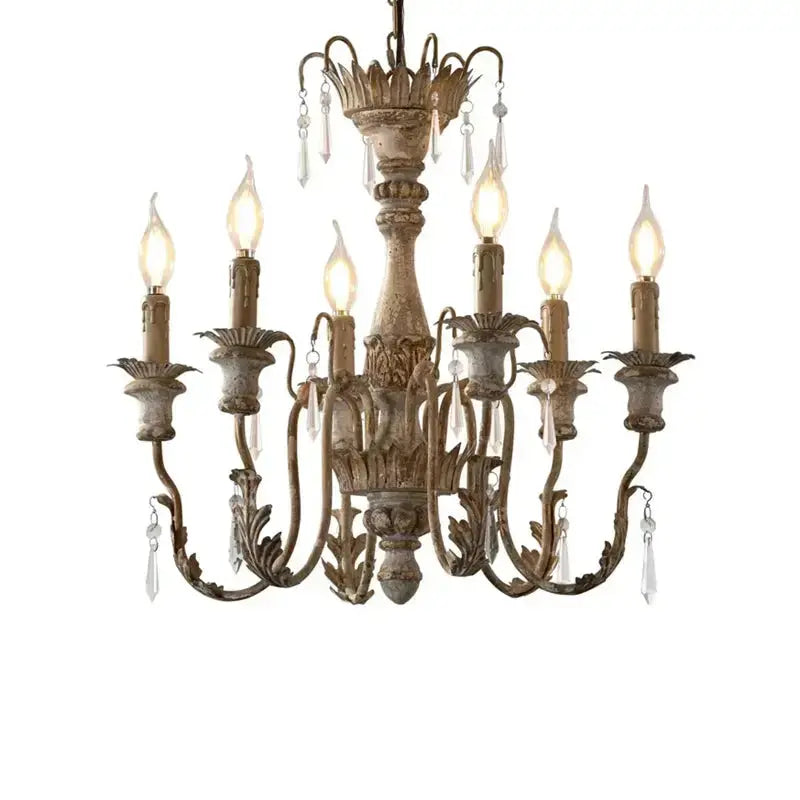 French Wood Art Vintage Chandelier — alternate product view 1