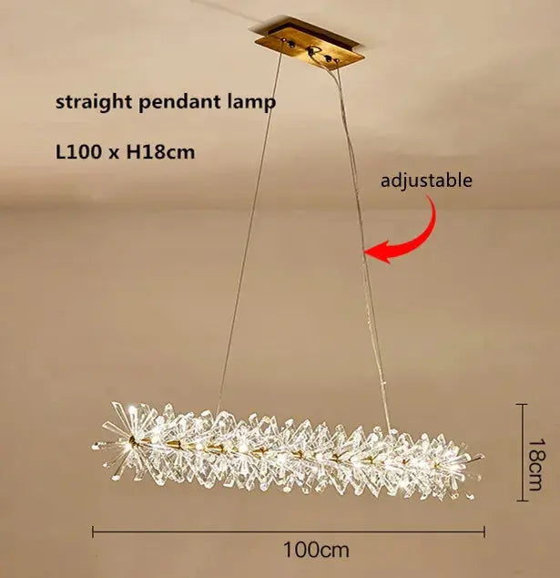 Modern Crystal Flower Long Chandelier — alternate product view 4
