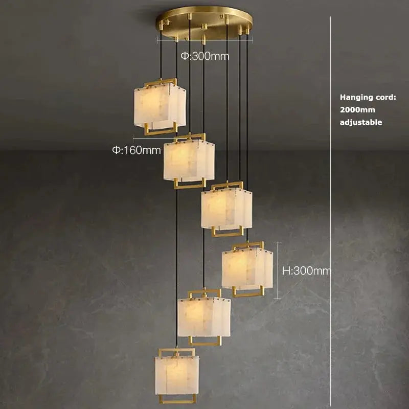 Modern Marble Chandelier Rectangle Pendant — alternate product view 5