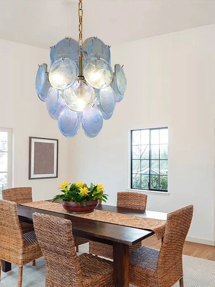 Azura Vintage Glass and Metal chandelier, product gallery image 3 of 13