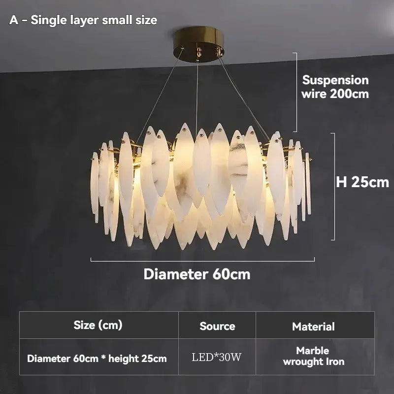 Villa Loft Bedroom Designer Marble Chandeliers — alternate product view 8