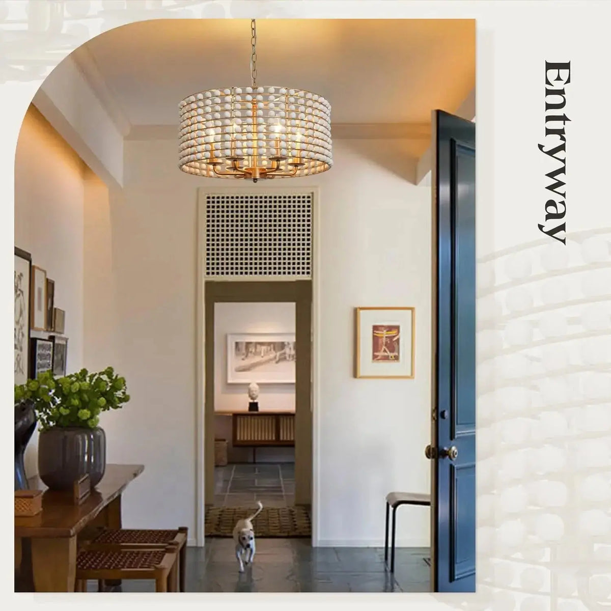 Boho Wood Farmhouse Chandelier — alternate product view 3