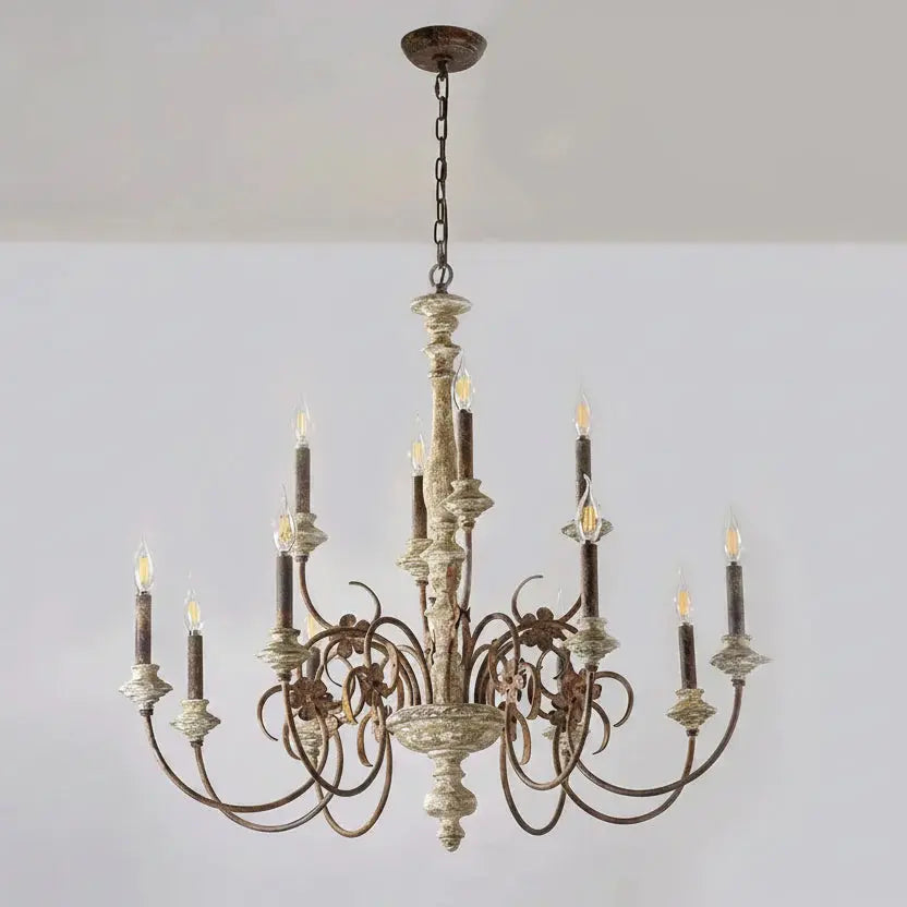 French Retro Wooden Chandelier — alternate product view 2