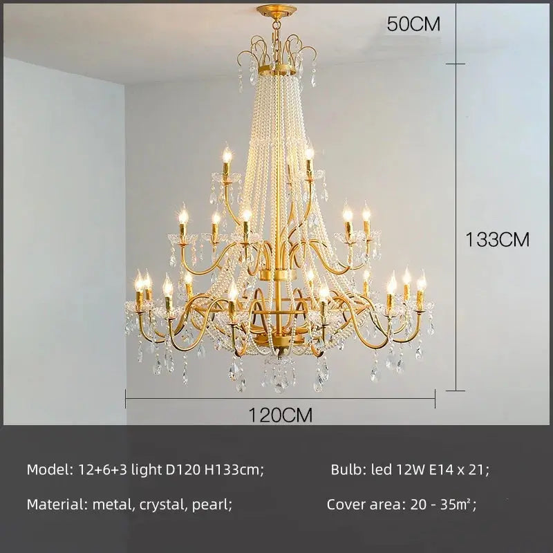 French Design Pearl Crystal Chandelier — alternate product view 12