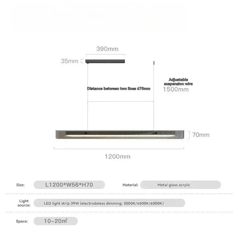 Minimalist Black Linear Chandelier Above Dining Table — alternate product view 16