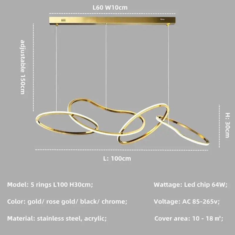 Modern Rose Gold LED Chandelier — alternate product view 8