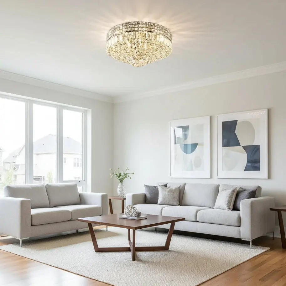 Modern Round Crystal Ceiling Light Fixture — product view