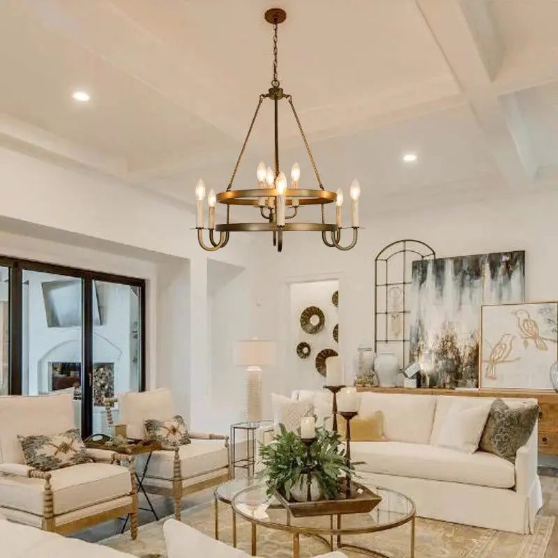 Designer Double-layer Candle Retro Bronze Pendant Light — product view