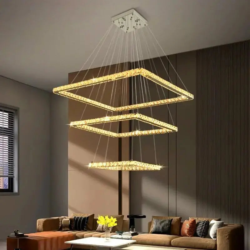 Modern Crystal Square Pendant Light — product view