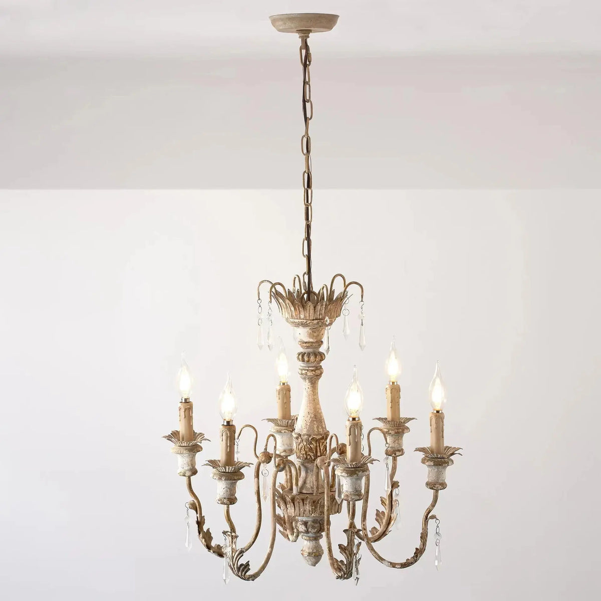 French Wood Art Vintage Chandelier — alternate product view 2