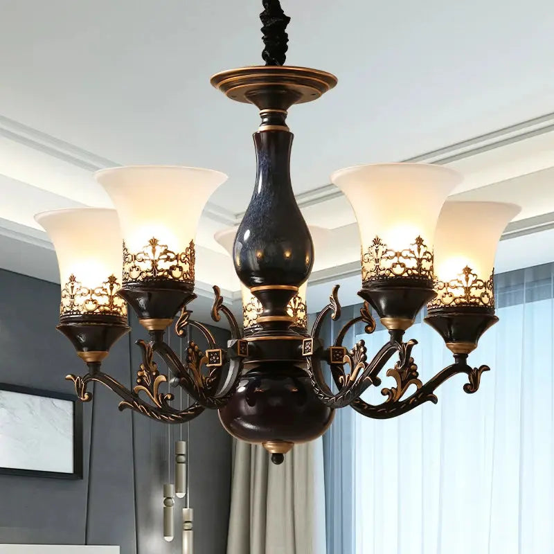 Dark Antique Ceramic Chandelier — alternate product view 2