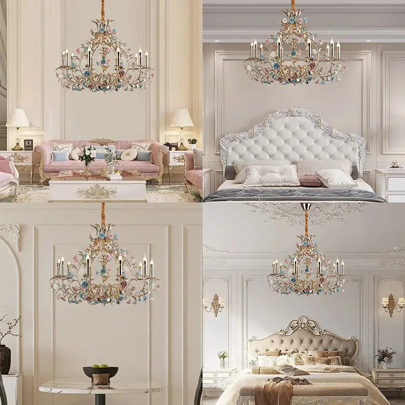 Coloured Floral Design Decorative Chandelier — alternate product view 2