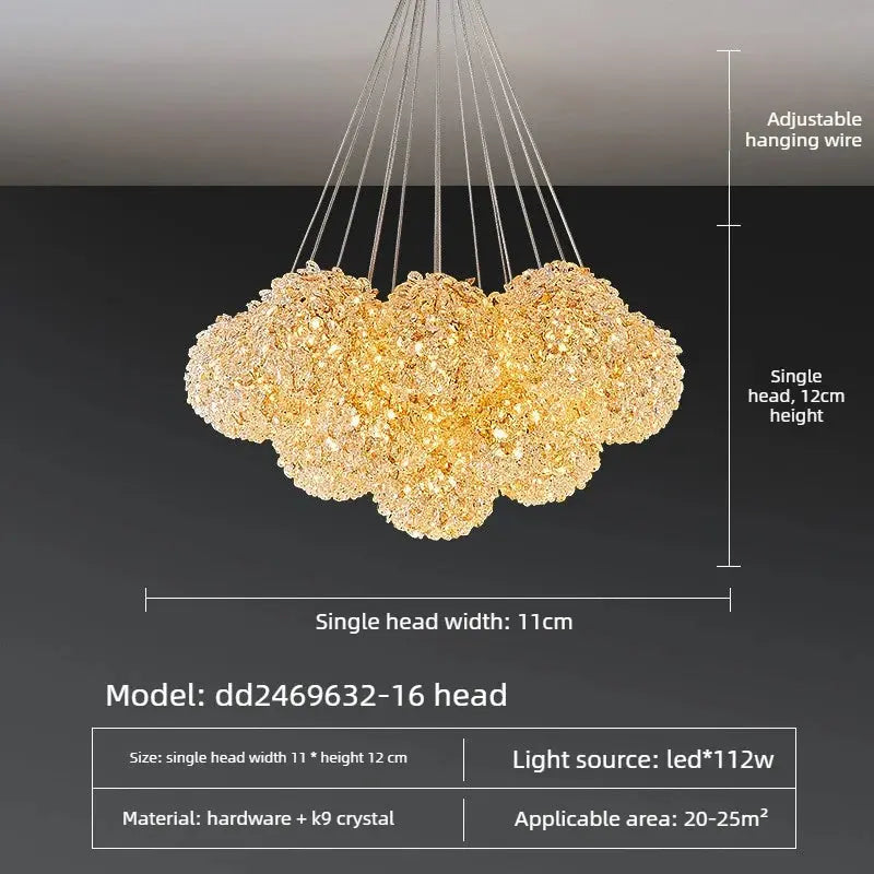 Modern Crystal Chandelier | Gold Cluster Ceiling Light — alternate product view 9