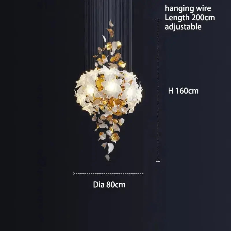 Duplex Villa Designer Flower Shaped Luxury Chandelier — alternate product view 14