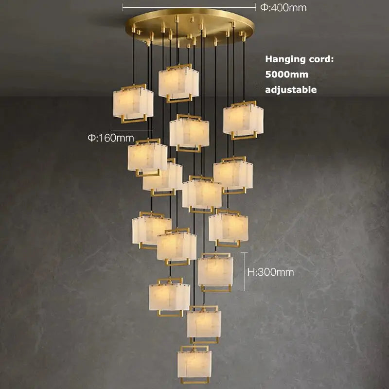 Modern Marble Chandelier Rectangle Pendant — alternate product view 13