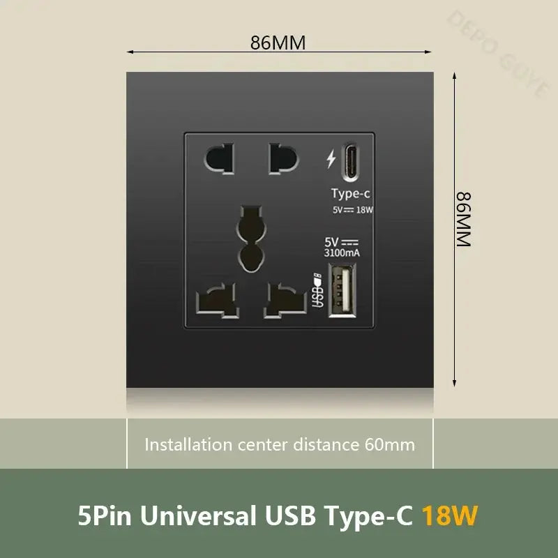 UK Wall Electrical Outlet with USB Charger — alternate product view 22