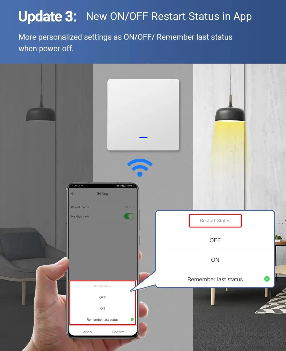 Push Button Smart 2 Way Light Switch — alternate product view 3