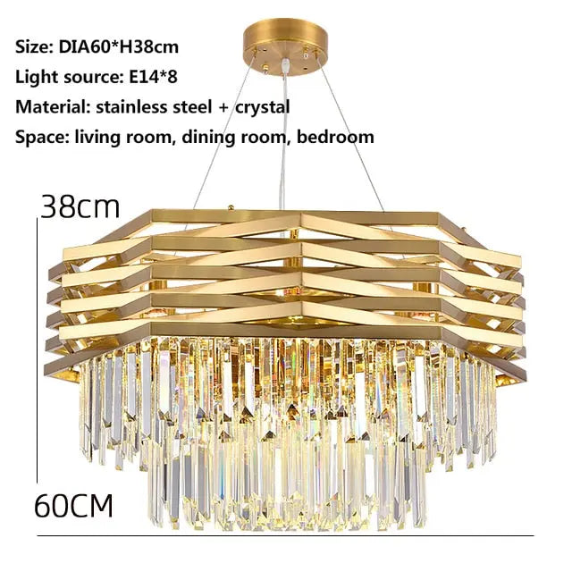 Modern Crystal Hanging Chandeliers Fixture — alternate product view 5